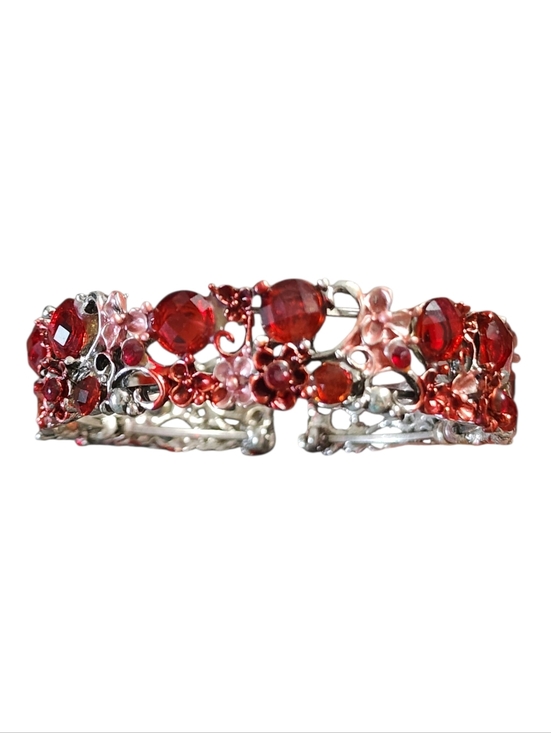 Jewelry - Red Crystal Floral Statement Cuff Bracelet